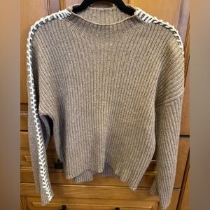 Mock Neck Contrast Stitch Sweater
